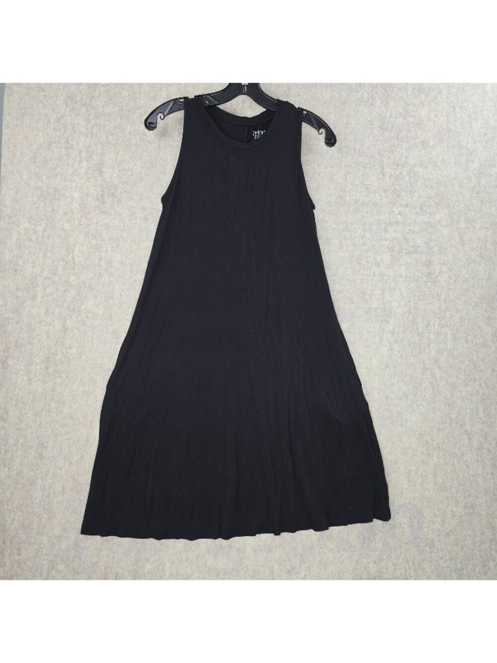 Black Sleeveless A-Line Midi Dress S Rayon & Spandex Blend